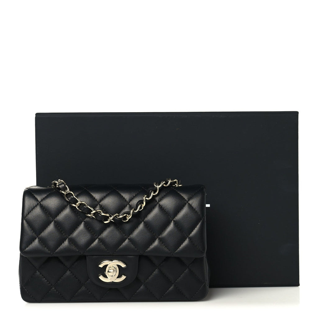 Chanel Lambskin Quilted Mini Rectangular Flap Black