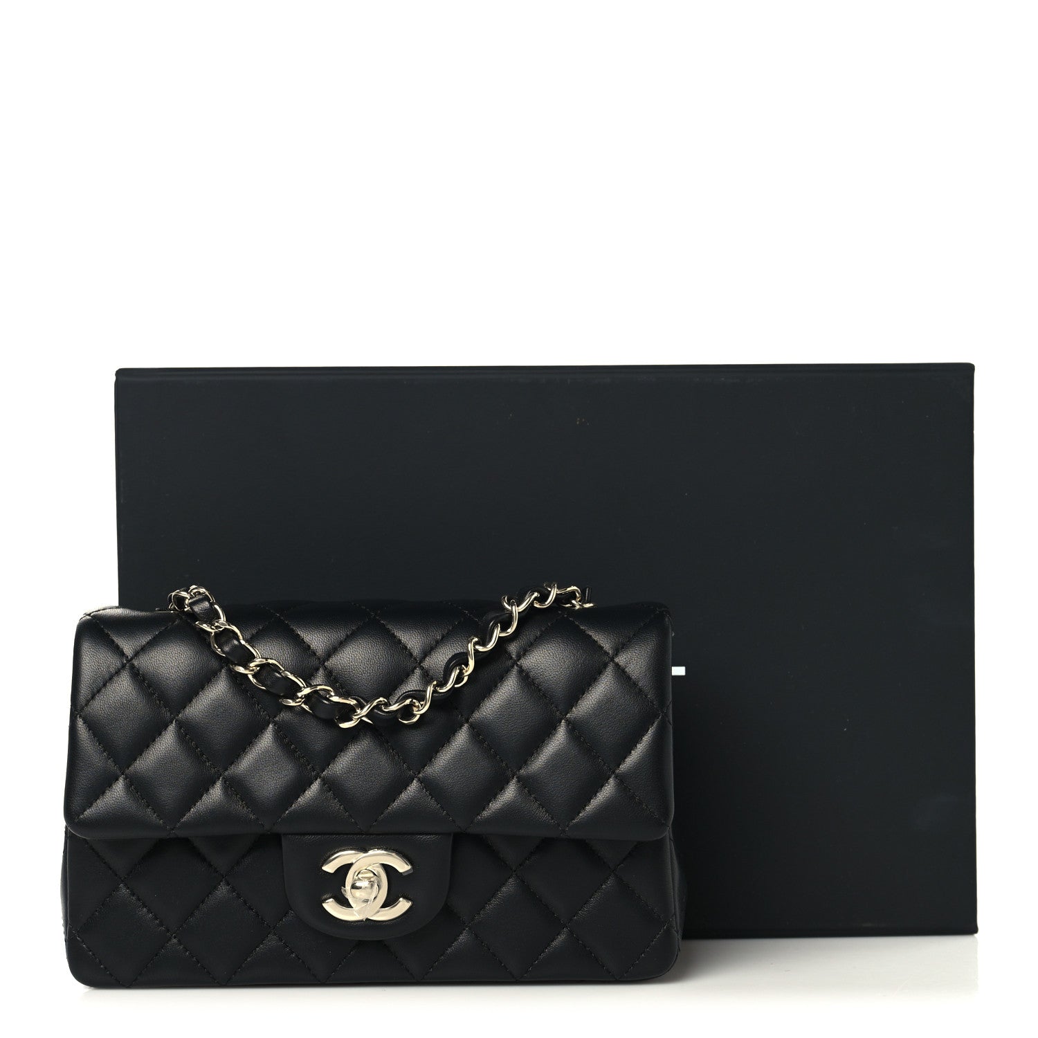 Chanel Lambskin Quilted Mini Rectangular Flap Black