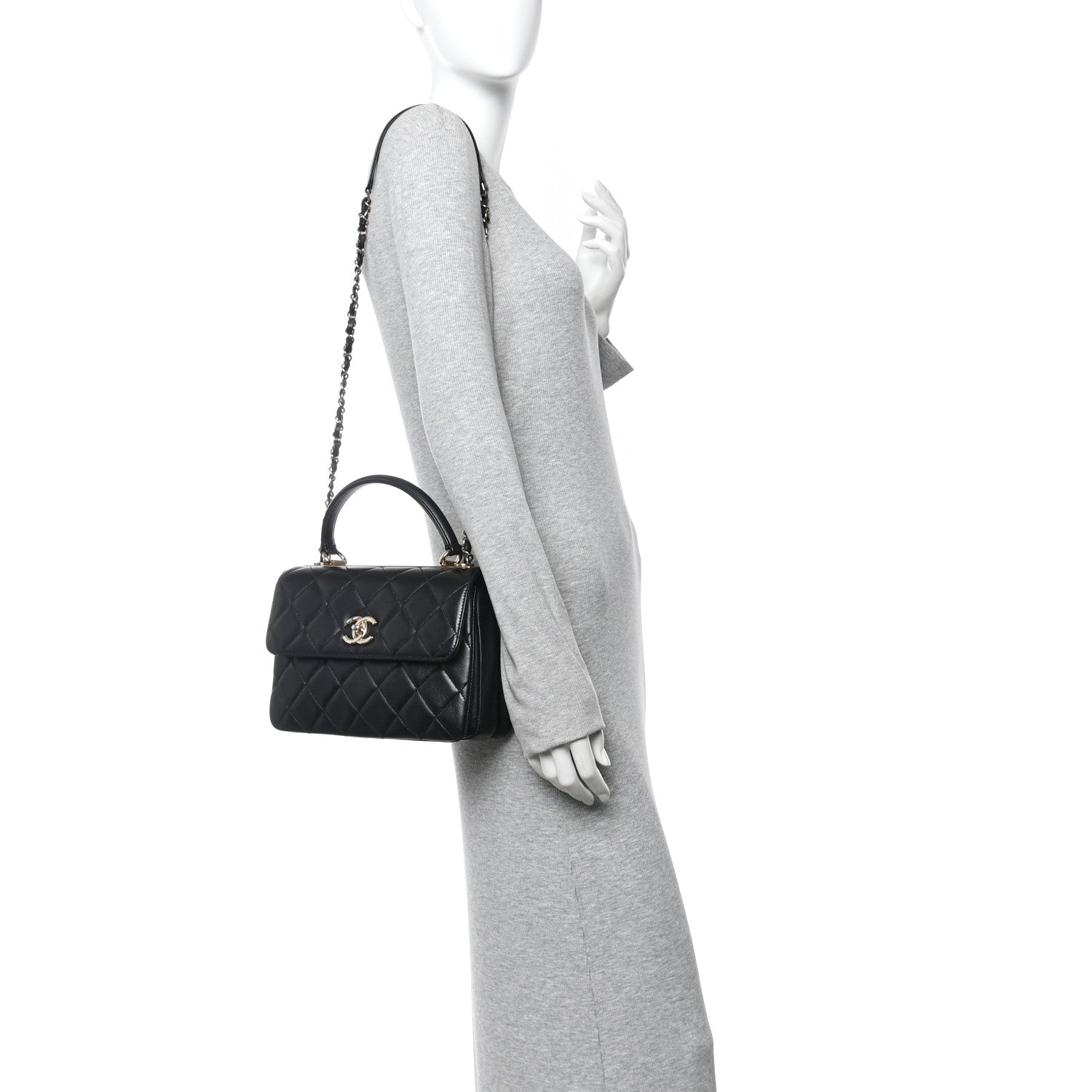 Chanel Lambskin Quilted Small Trendy CC Dual Handle Flap Bag Black