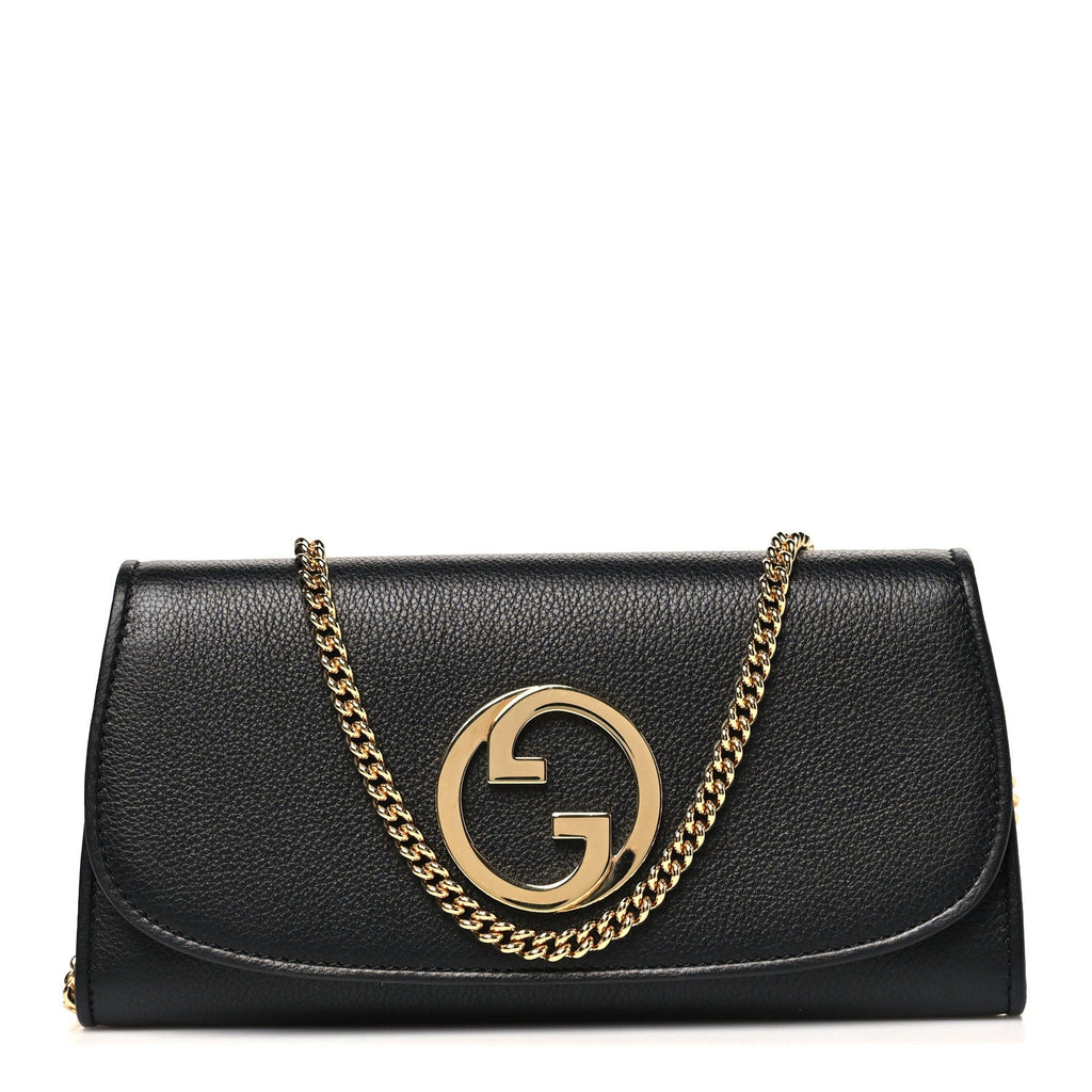 Gucci Roxy Calfskin Blondie Continental Chain Wallet Black