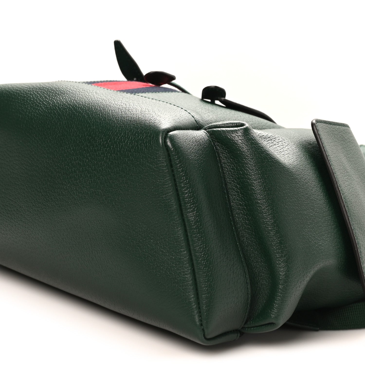 Gucci Grained Calfskin Medium Ophidia Double Buckle Backpack Green