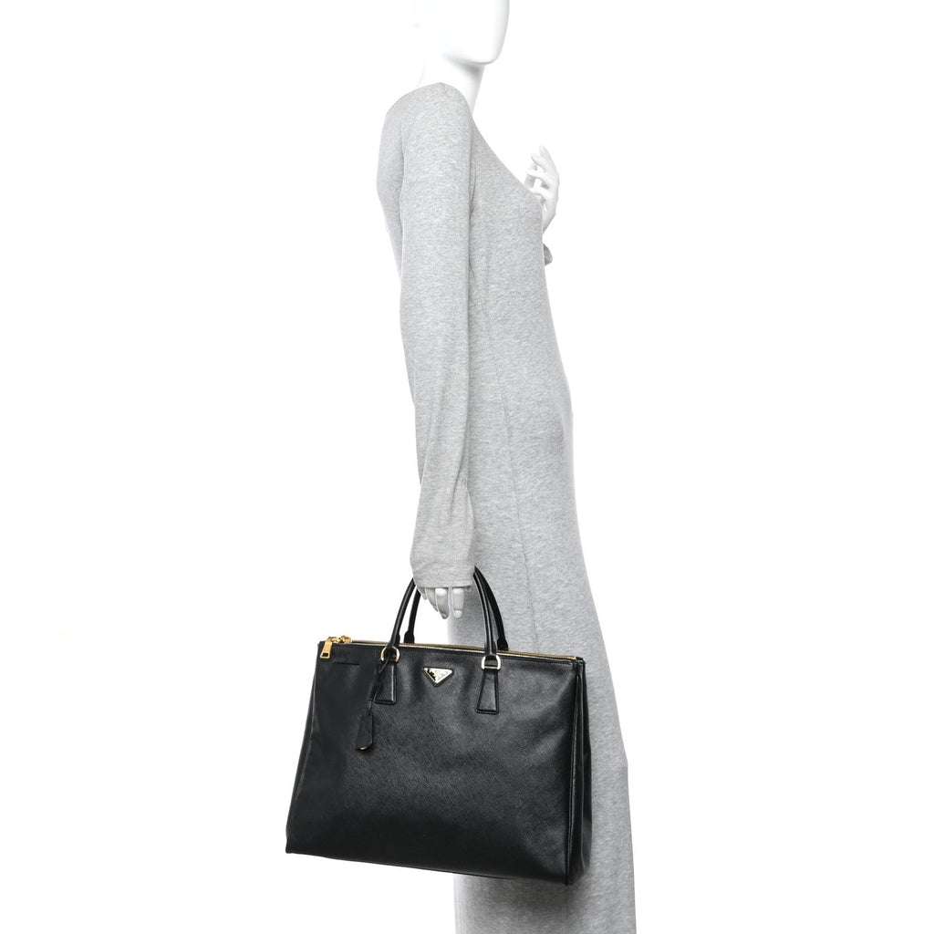 Prada Saffiano Lux Extra Large Galleria Double Zip Tote Black