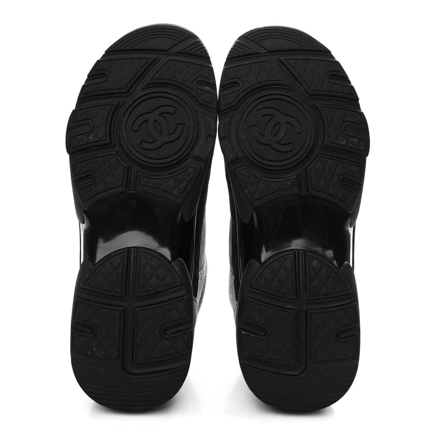 Chanel Suede Calfskin CC Sneakers 36.5 Black Grey