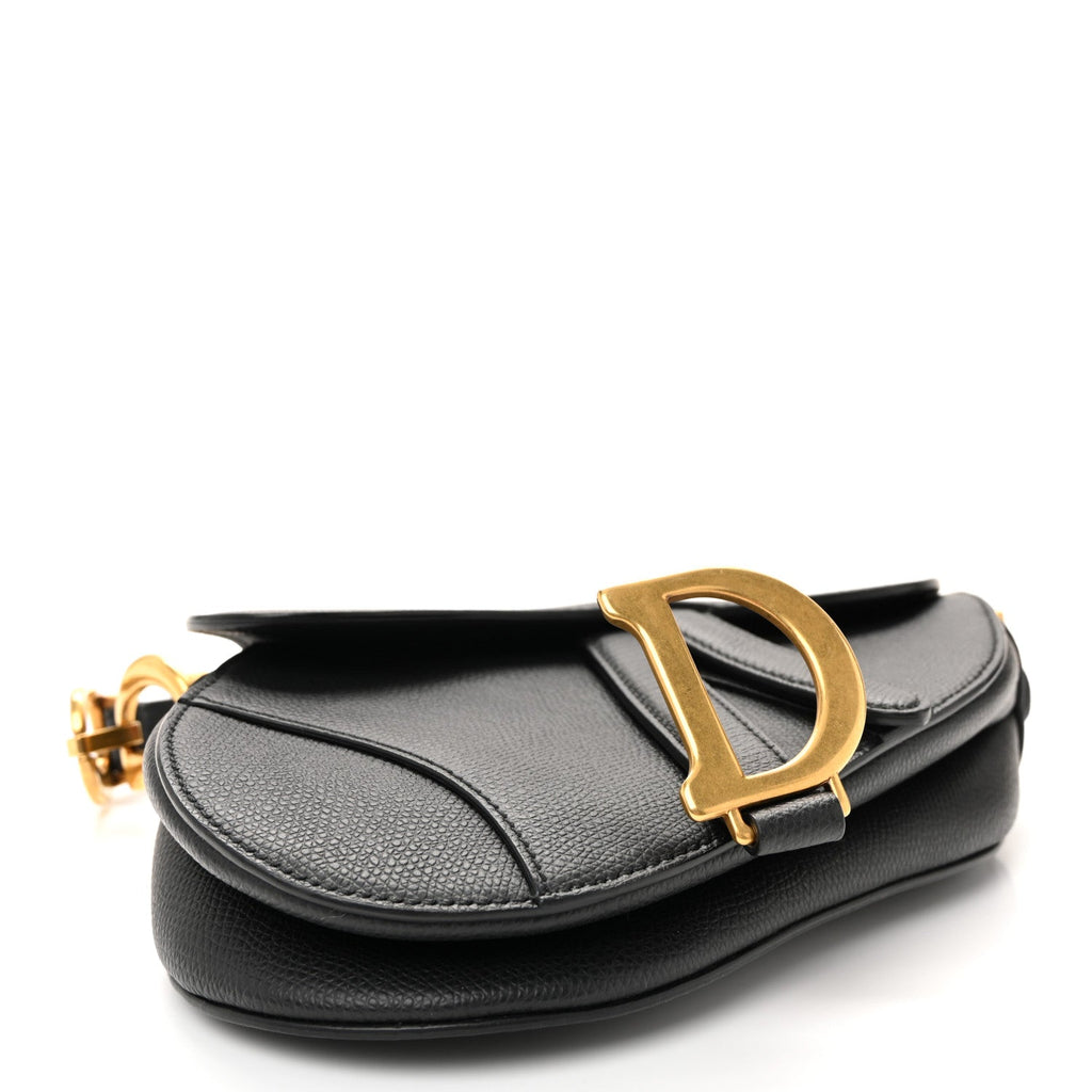 Christian Dior Grained Calfskin Mini Saddle Bag Black
