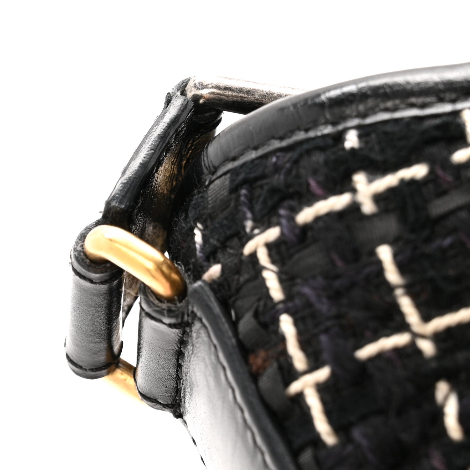 Chanel Tweed Calfskin Small Gabrielle Hobo Black White