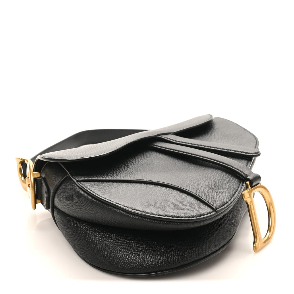 Christian Dior Grained Calfskin Saddle Bag Black