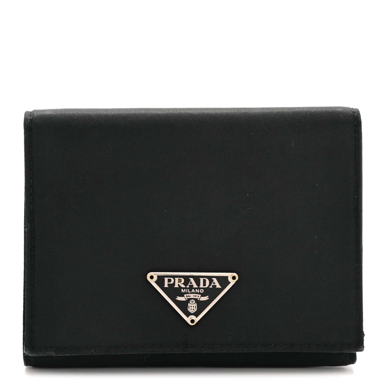 Prada Tessuto Nylon Tri-Fold Compact Wallet  Black