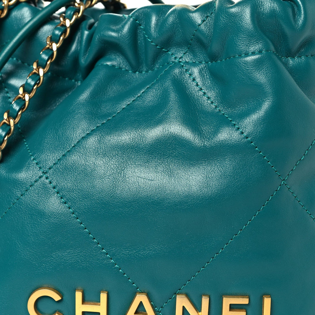 Chanel Shiny Calfskin Quilted Mini Chanel 22 Green