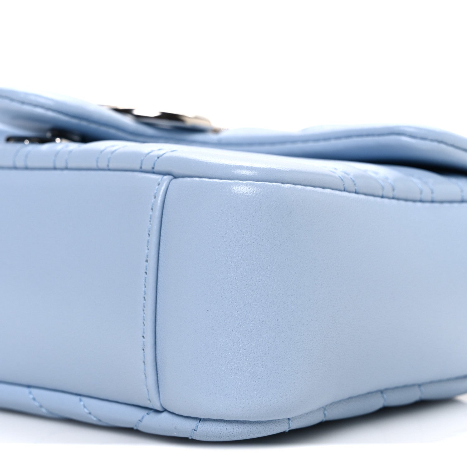 Gucci Lambskin Matelasse Small GG Marmont Shoulder Bag Light Blue