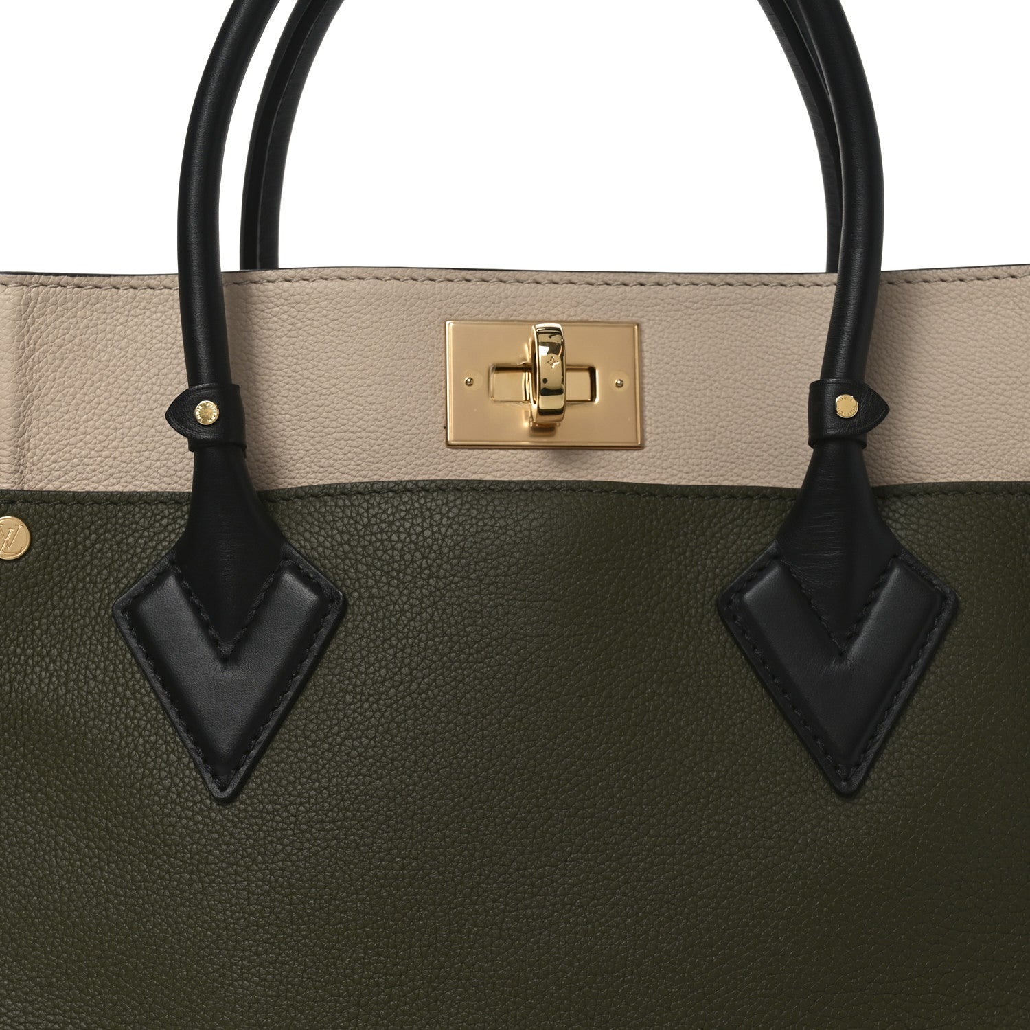Louis Vuitton Calfskin Monogram On My Side MM Laurier Green Toffee Latte Beige