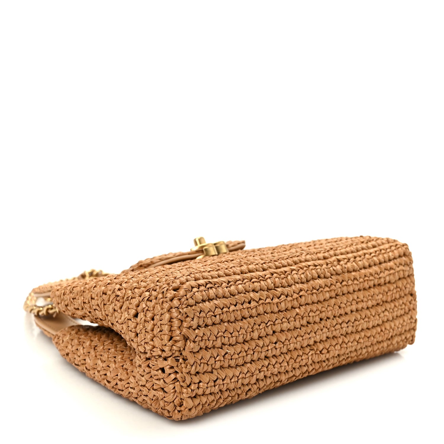 Chanel Braided Raffia Nano Kelly Flap Bag Dark Beige