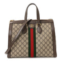 Gucci GG Supreme Monogram Web Medium Ophidia Tote Bag Brown