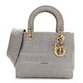 Christian Dior Canvas Embroidered Cannage Medium Lady D-Lite Gray