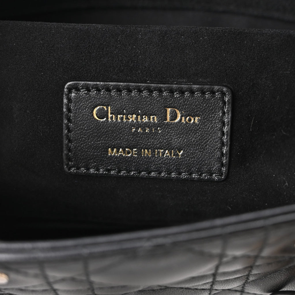 Christian Dior Lambskin Cannage Medium Lady D-Joy Black