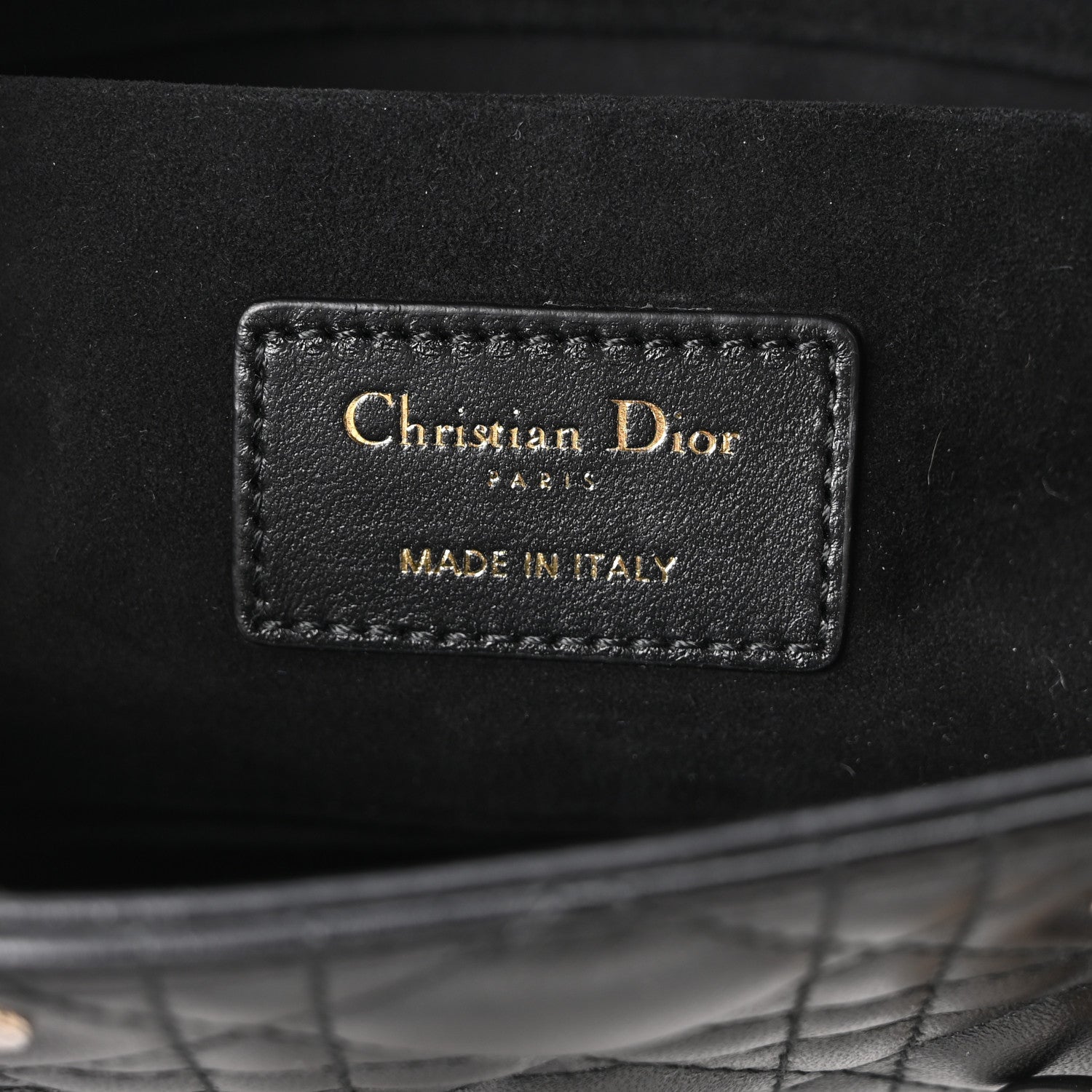 Christian Dior Lambskin Cannage Medium Lady D-Joy Black