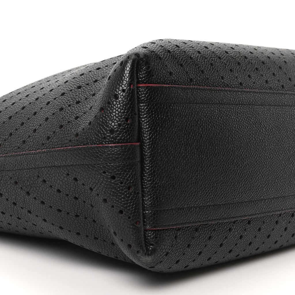 Chanel Perforated Grained Calfskin Large Shopping Tote Black
