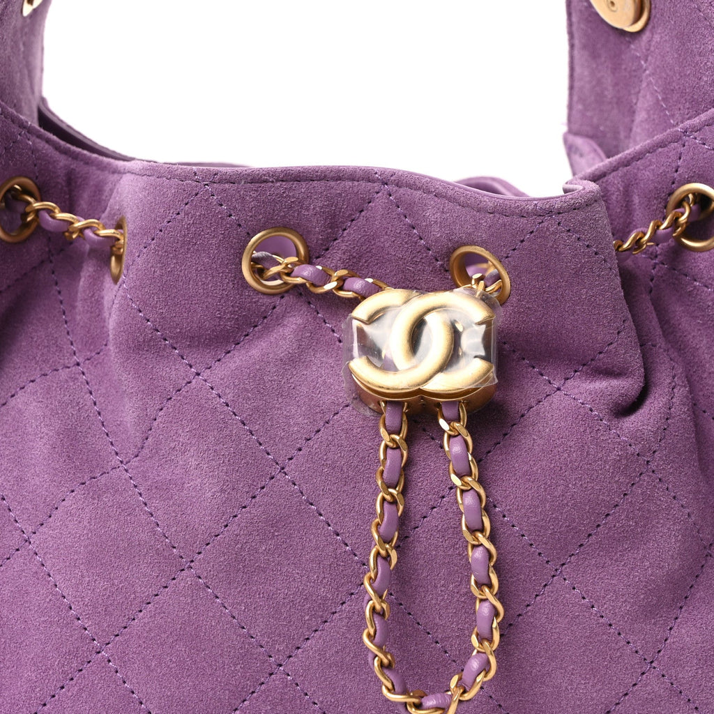 Chanel Suede Quilted Mini Chanel 25 Handbag Purple