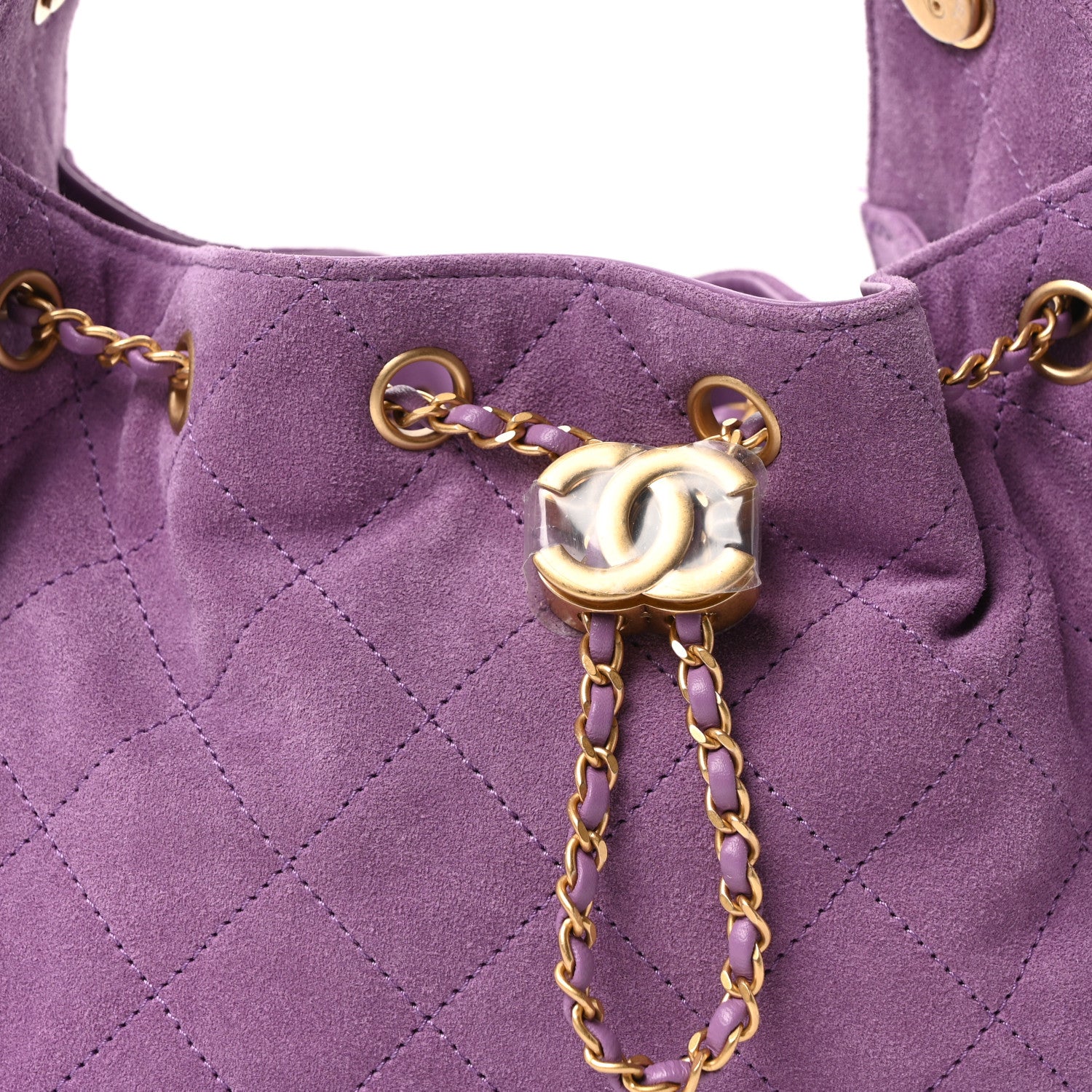 Chanel Suede Quilted Mini Chanel 25 Handbag Purple