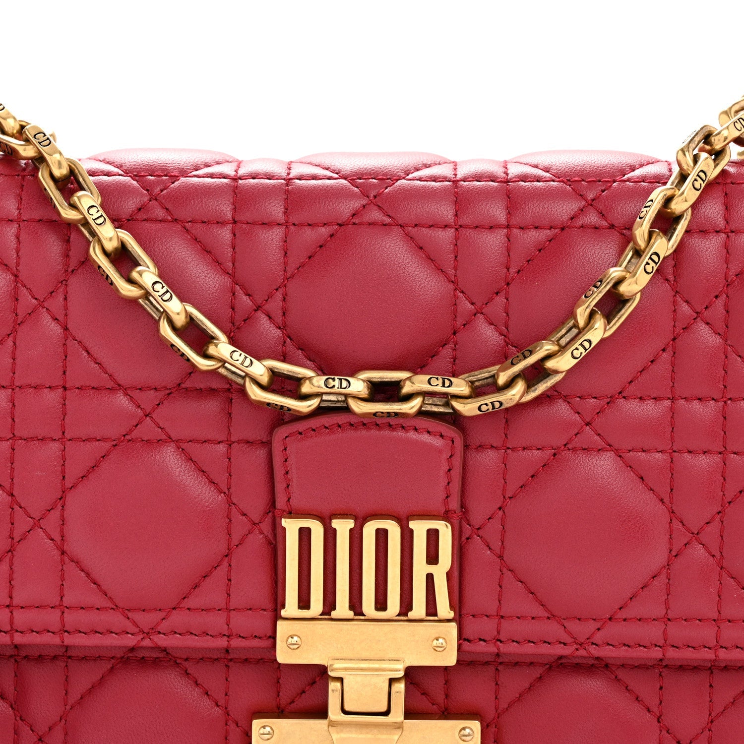 Christian Dior Lambskin Cannage Large Dioraddict Flap Red