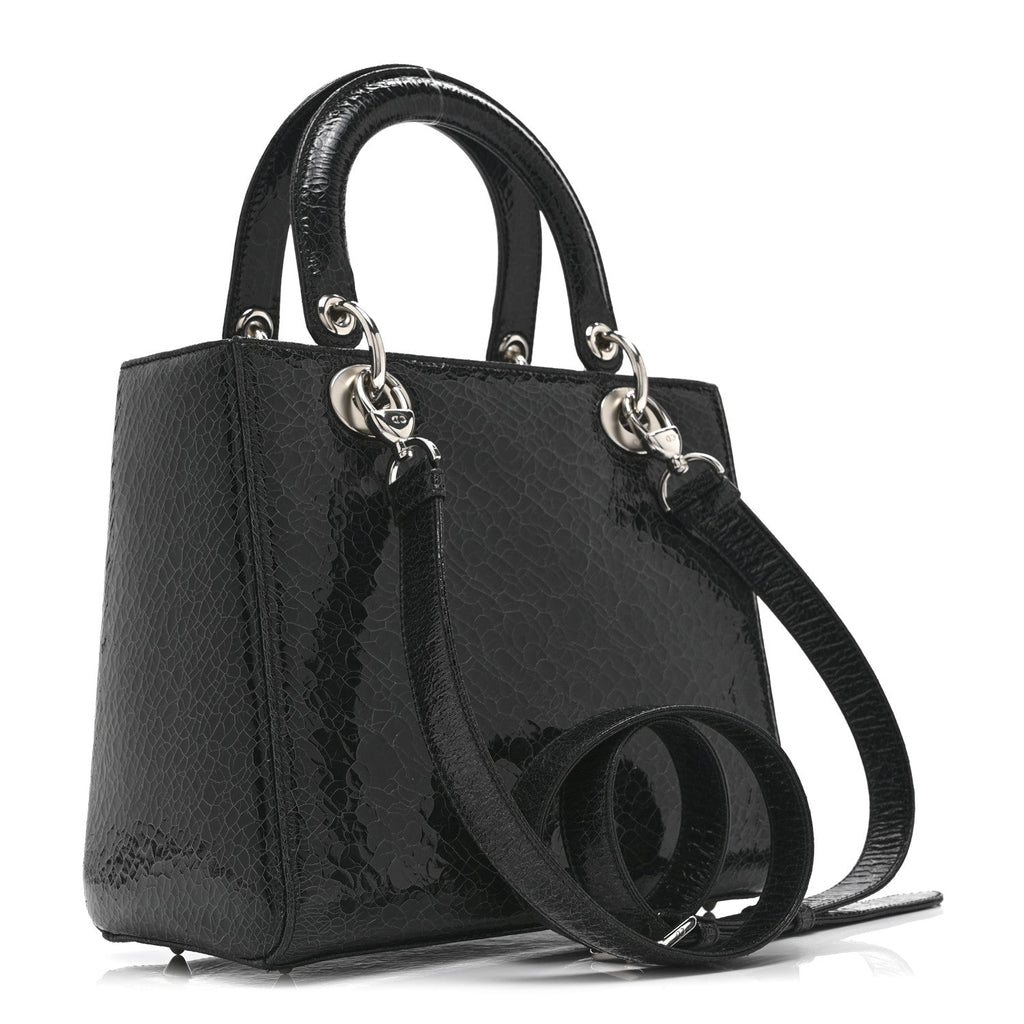 Christian Dior Ceramic Effect Deerskin Jeweled Swan Lady Dior Black