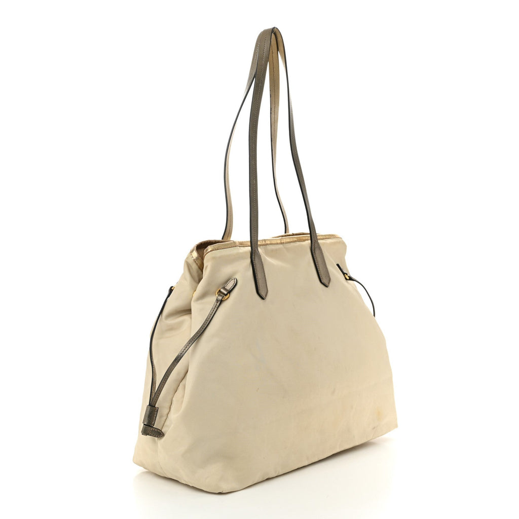 Prada Tessuto Nylon Saffiano Shopping Tote White