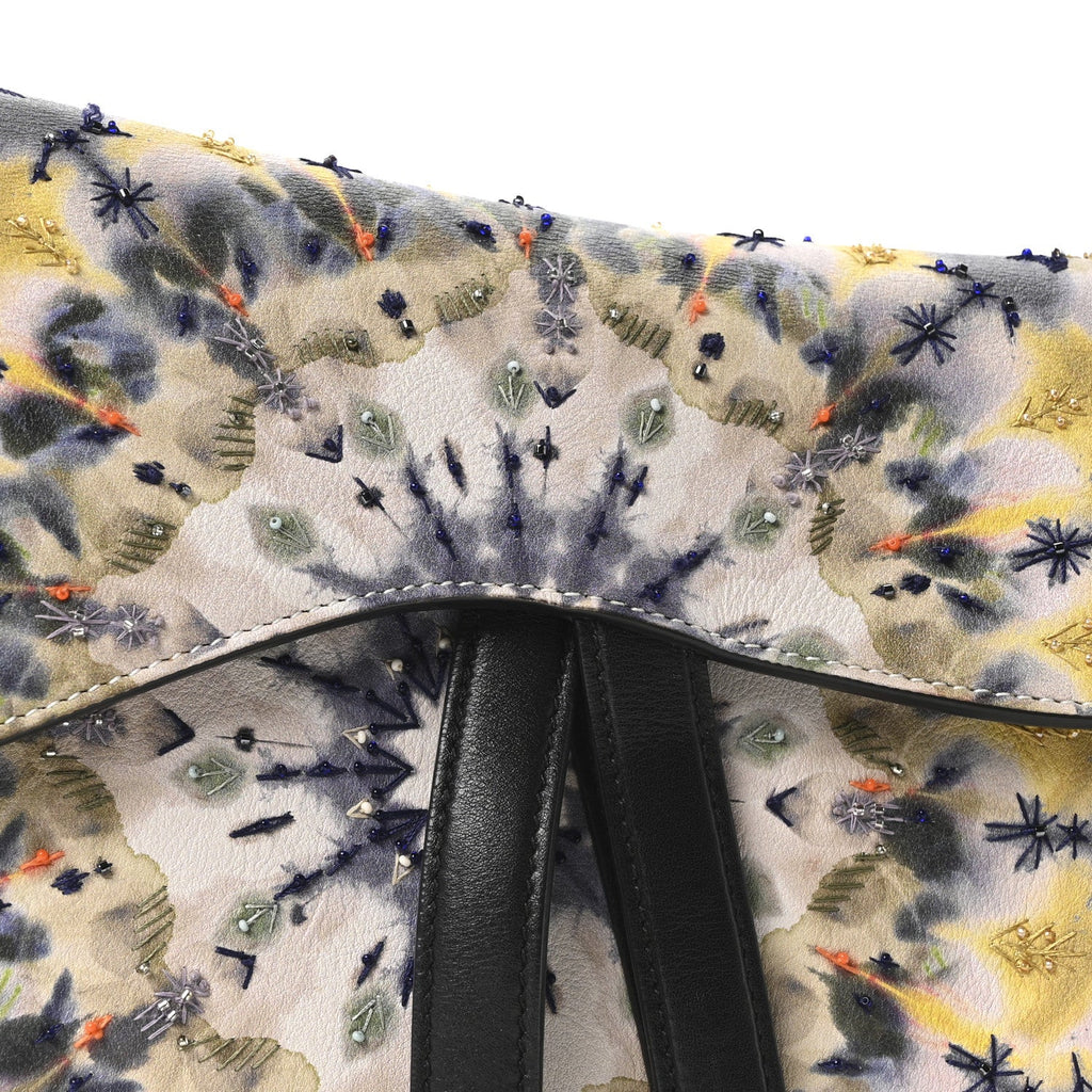Christian Dior Calfskin Embroidered Kaleidiorscopic Saddle Bag Multicolor