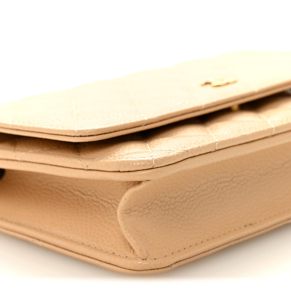 Chanel Caviar Quilted Wallet on Chain WOC Beige