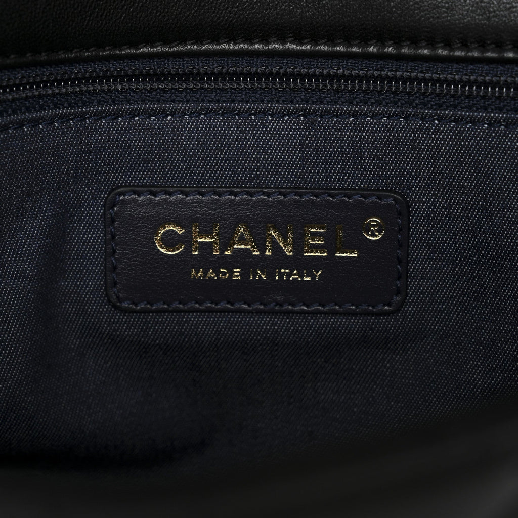 Chanel Lambskin Quilted Resin Bi-Color Chain Flap Bag Black
