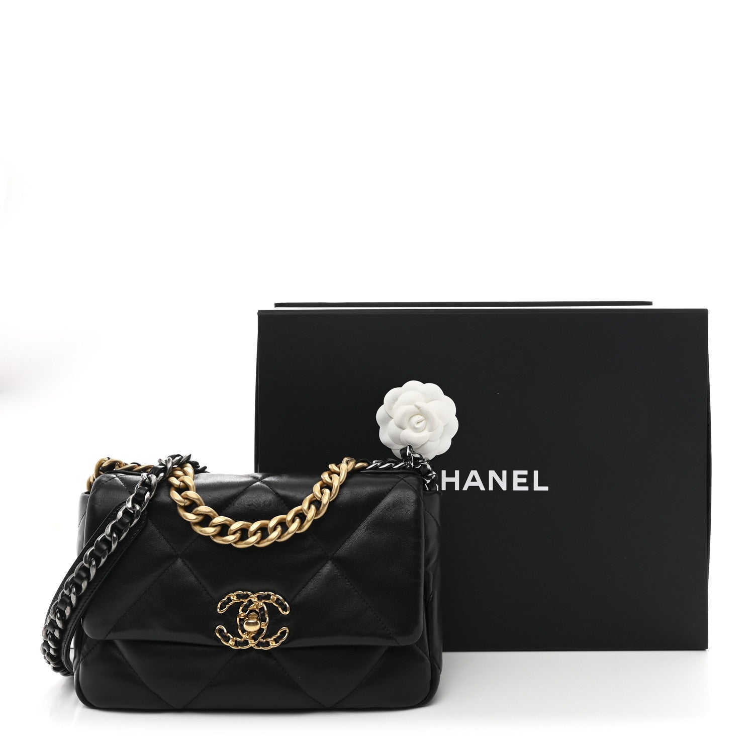 Chanel Lambskin Quilted Medium Chanel 19 Flap Black