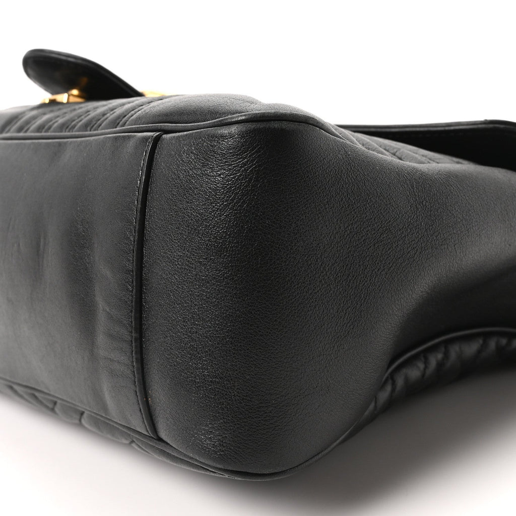 Gucci Calfskin Matelasse Large GG Marmont Shoulder Bag Black