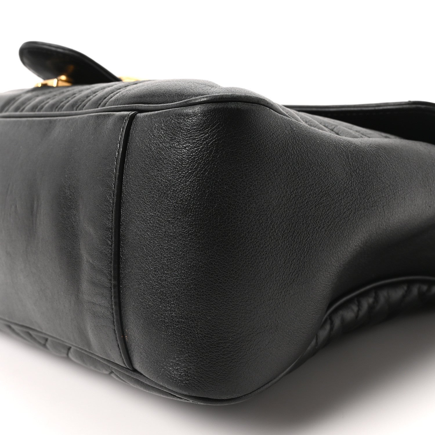 Gucci Calfskin Matelasse Large GG Marmont Shoulder Bag Black