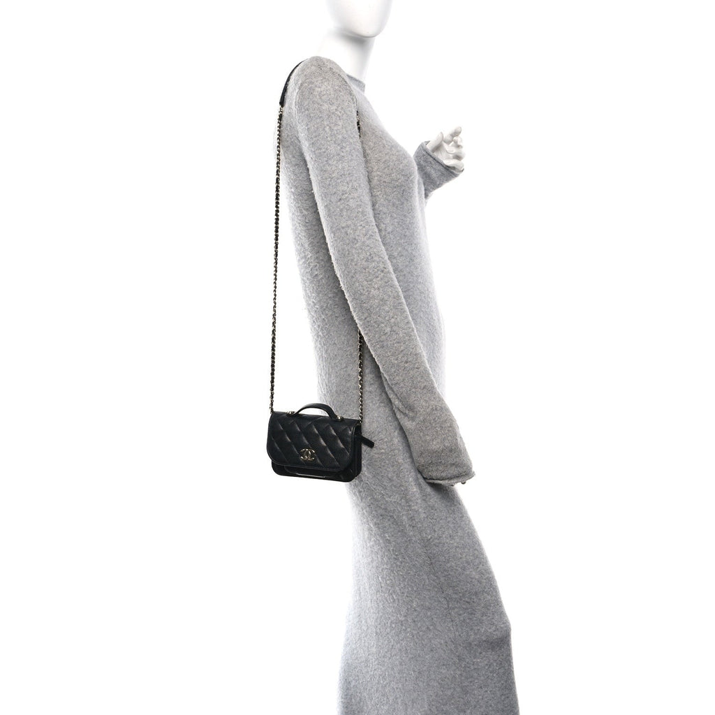 Chanel Caviar Quilted Business Affinity Clutch With Chain Black