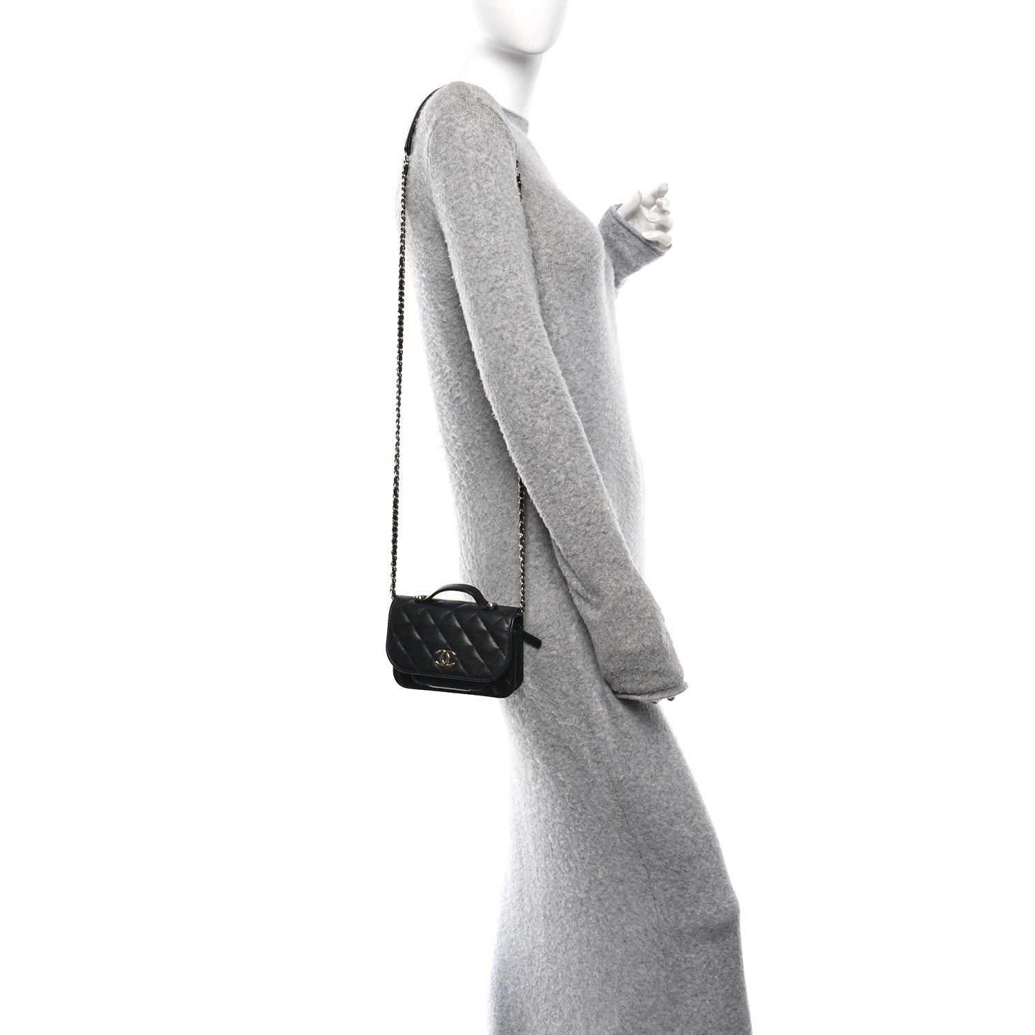 Chanel Caviar Quilted Business Affinity Clutch With Chain Black
