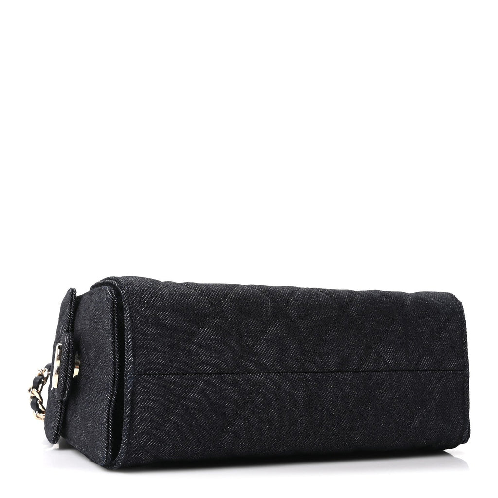Chanel Denim Quilted Mini Chanel 25 Handbag Dark Blue