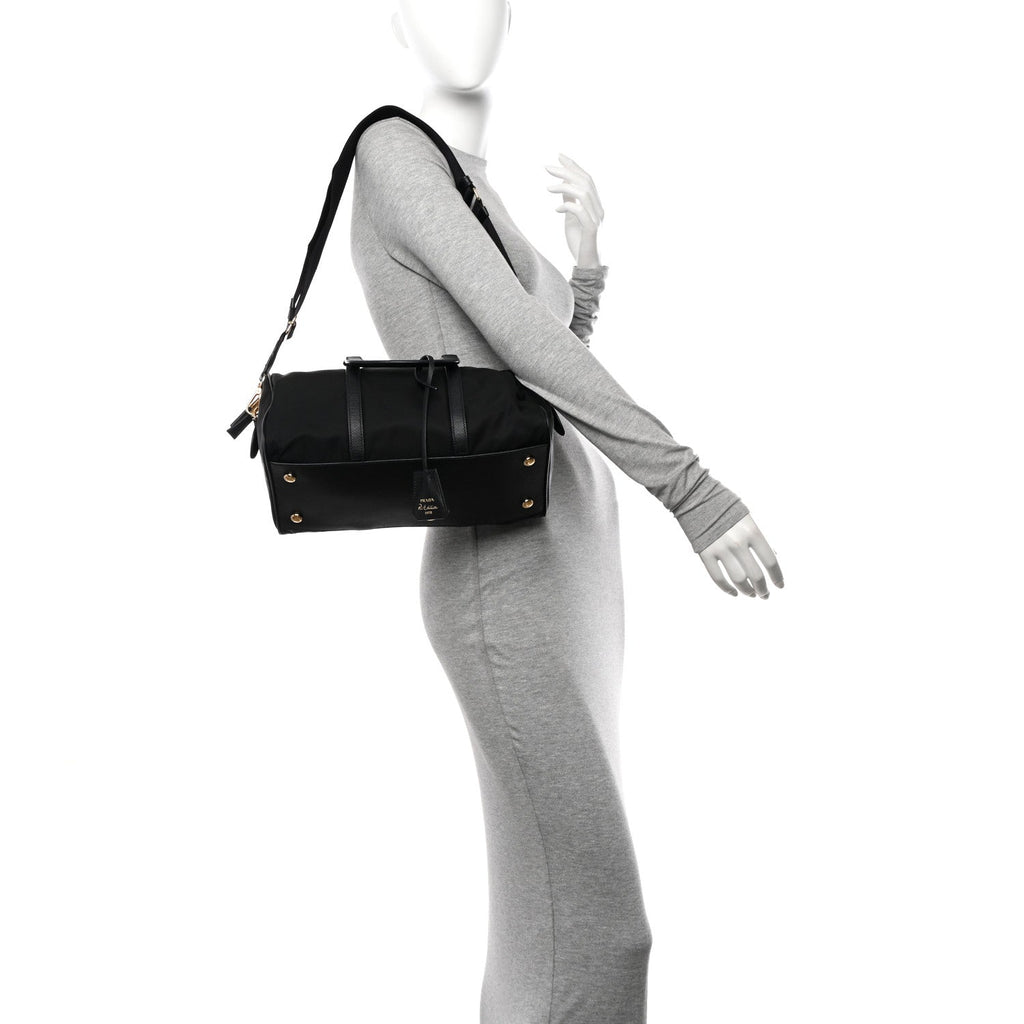 Prada Re-Nylon Saffiano Medium Re-Edition 1978 Top Handle Bag Black