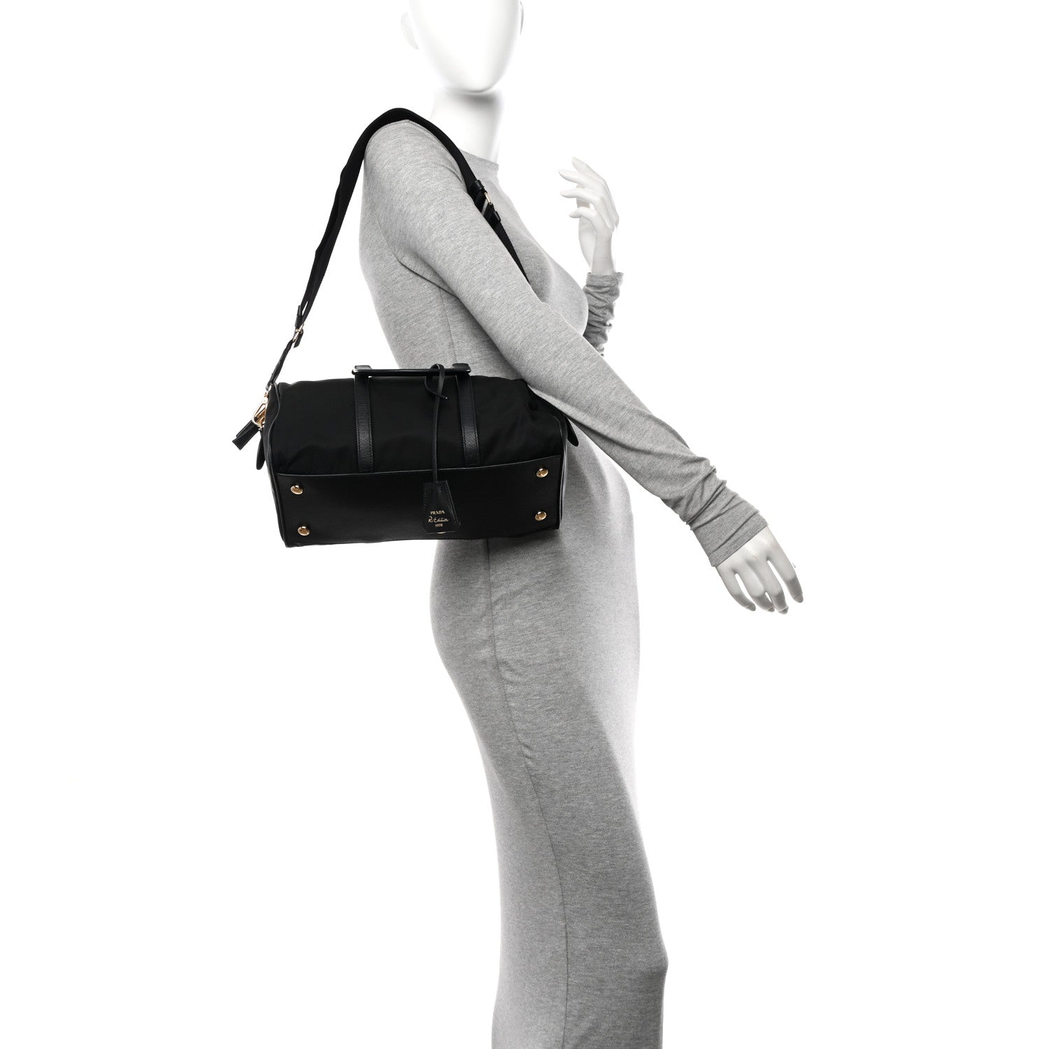 Prada Re-Nylon Saffiano Medium Re-Edition 1978 Top Handle Bag Black