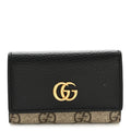 Gucci Dollar Calfskin GG Supreme Monogram GG Marmont 6 Key Holder Case Black Beige Ebony