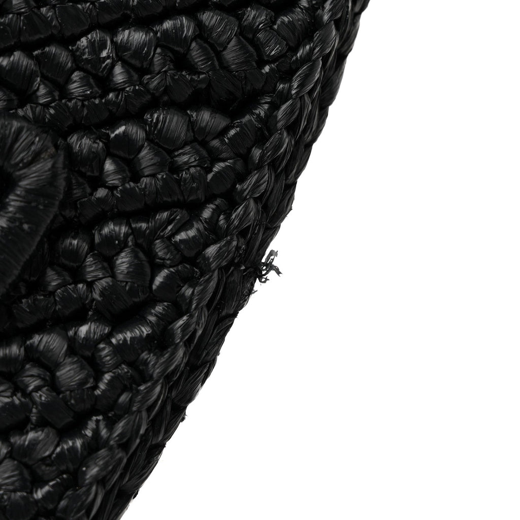 Prada Yarn Raffia Effect Crochet Triangle Shoulder Bag Black