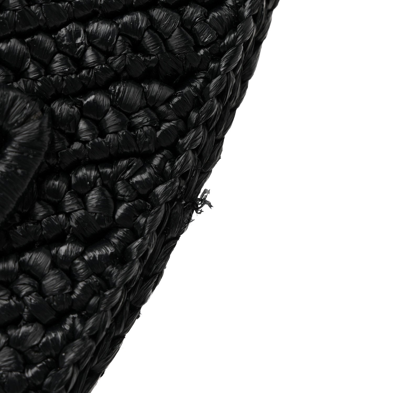 Prada Yarn Raffia Effect Crochet Triangle Shoulder Bag Black