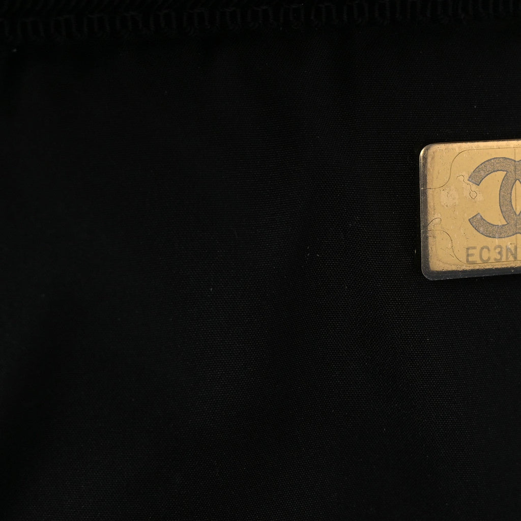 Chanel Shiny Grained Calfskin Quilted Large Travel Bowling Bag Black