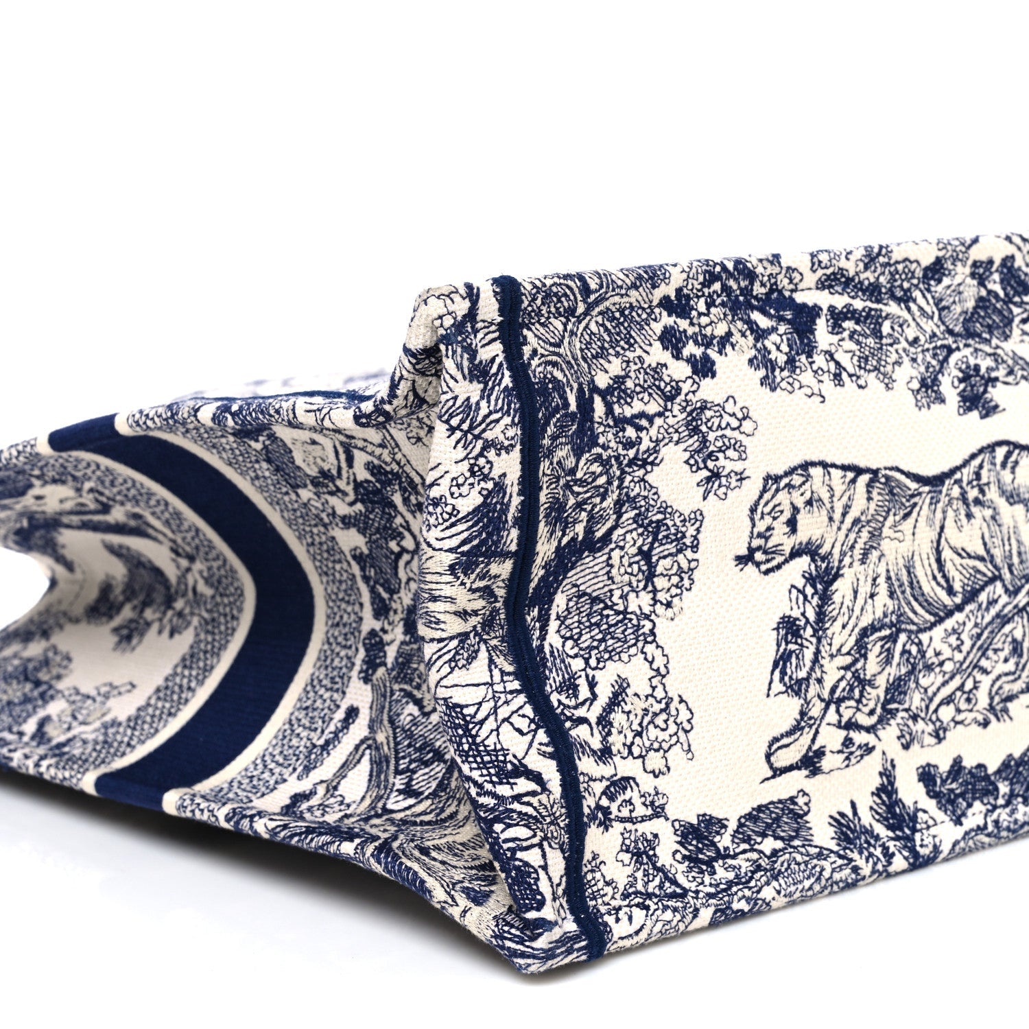 Christian Dior Canvas Embroidered Large Dioriviera Toile De Jouy Book Tote Blue