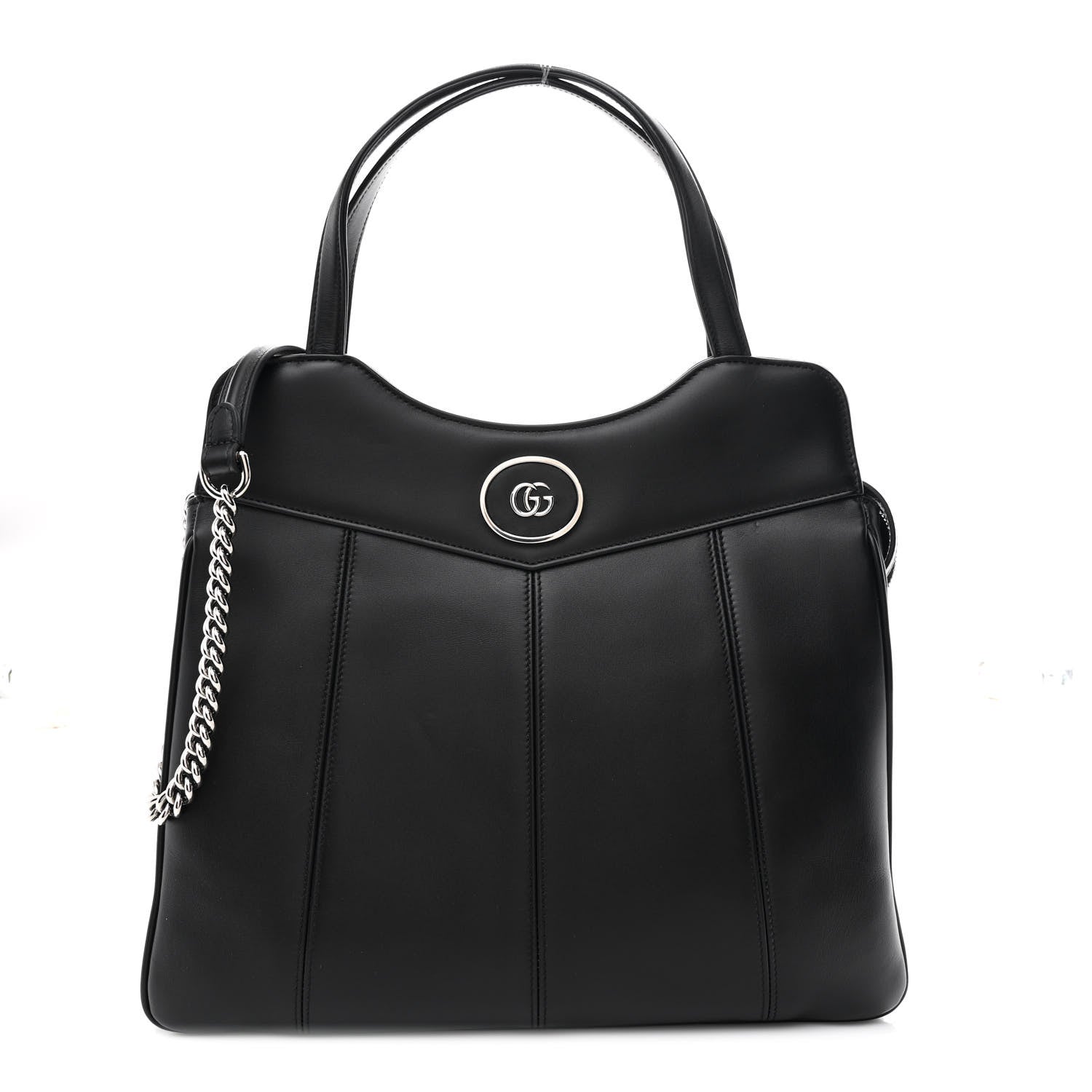 Gucci Calfskin Petite GG Medium Tote Bag Black