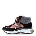 Chanel Shearling Suede CC High Top Sneakers 39 Grey Pink Burgundy