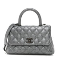 Chanel Metallic Aged Calfskin Quilted Mini Coco Handle Flap Charcoal