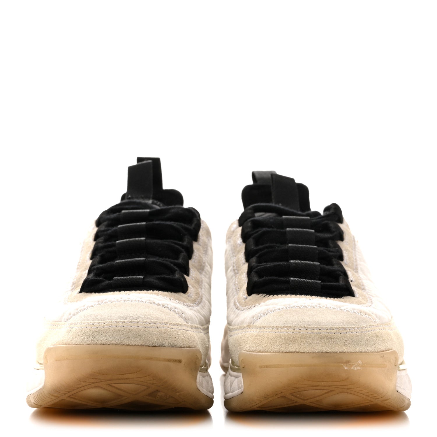Chanel Velvet Calfskin Mixed Fibers CC Sneakers 36 Ivory Black