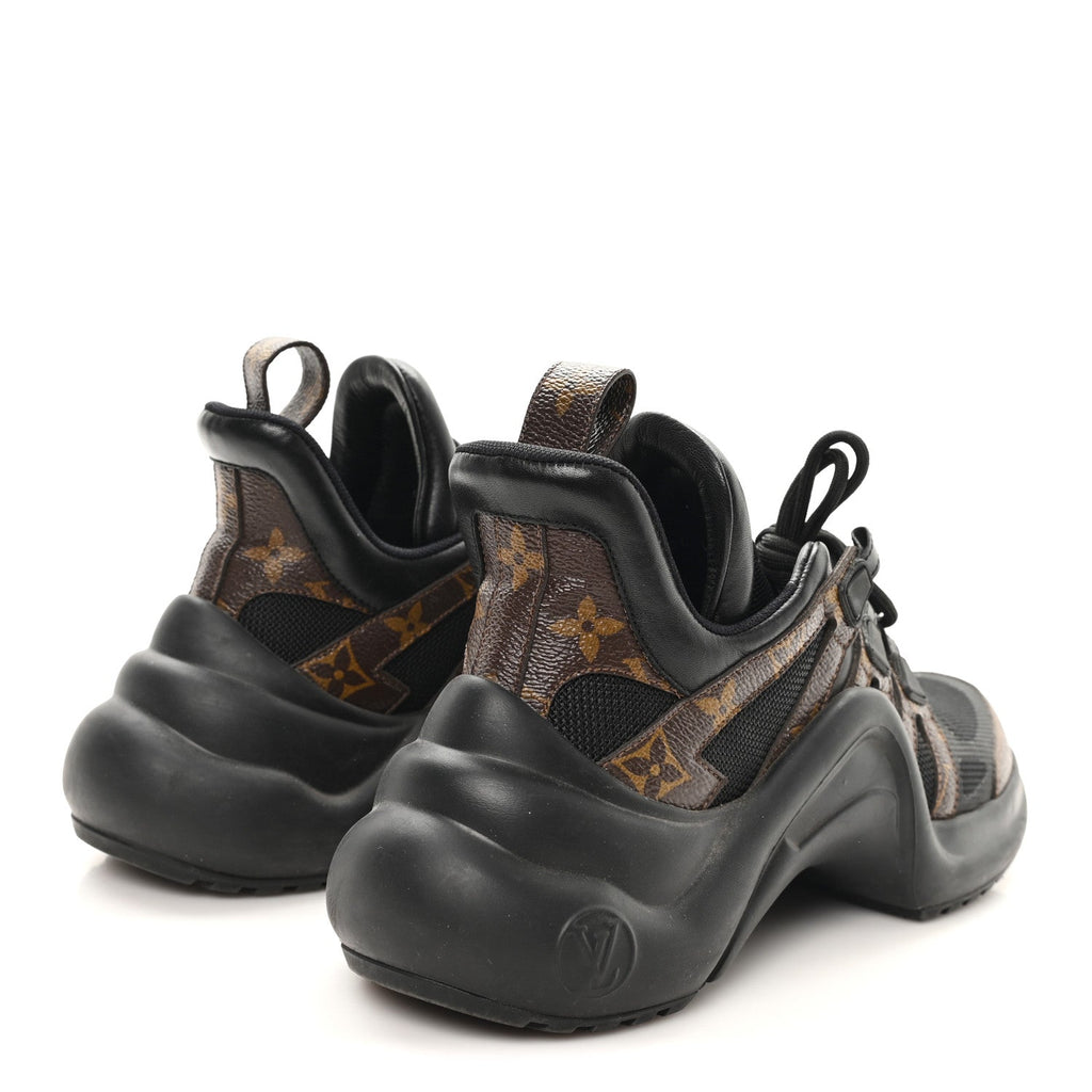 Louis Vuitton Calfskin Patent Monogram LV Archlight Sneakers 37.5 Black