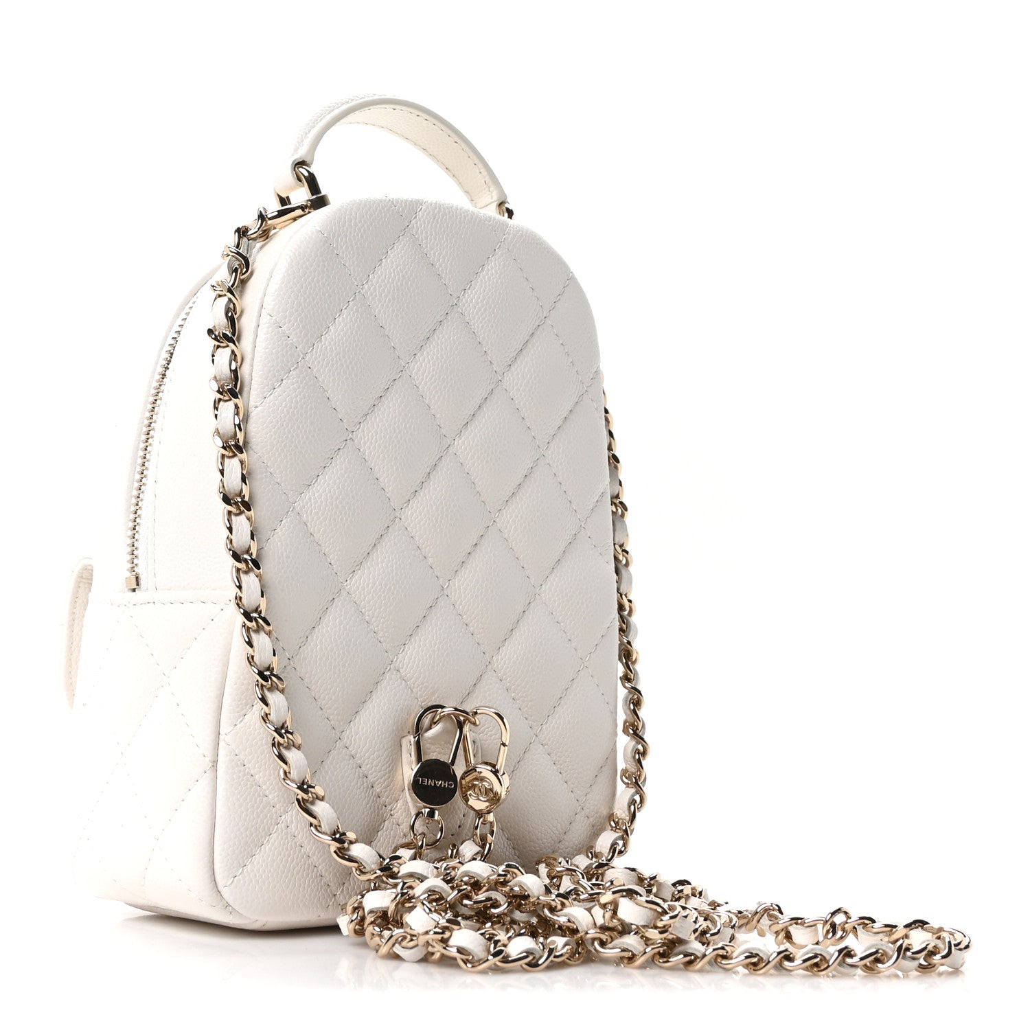 Chanel Caviar Quilted CC Mini Classic Backpack White
