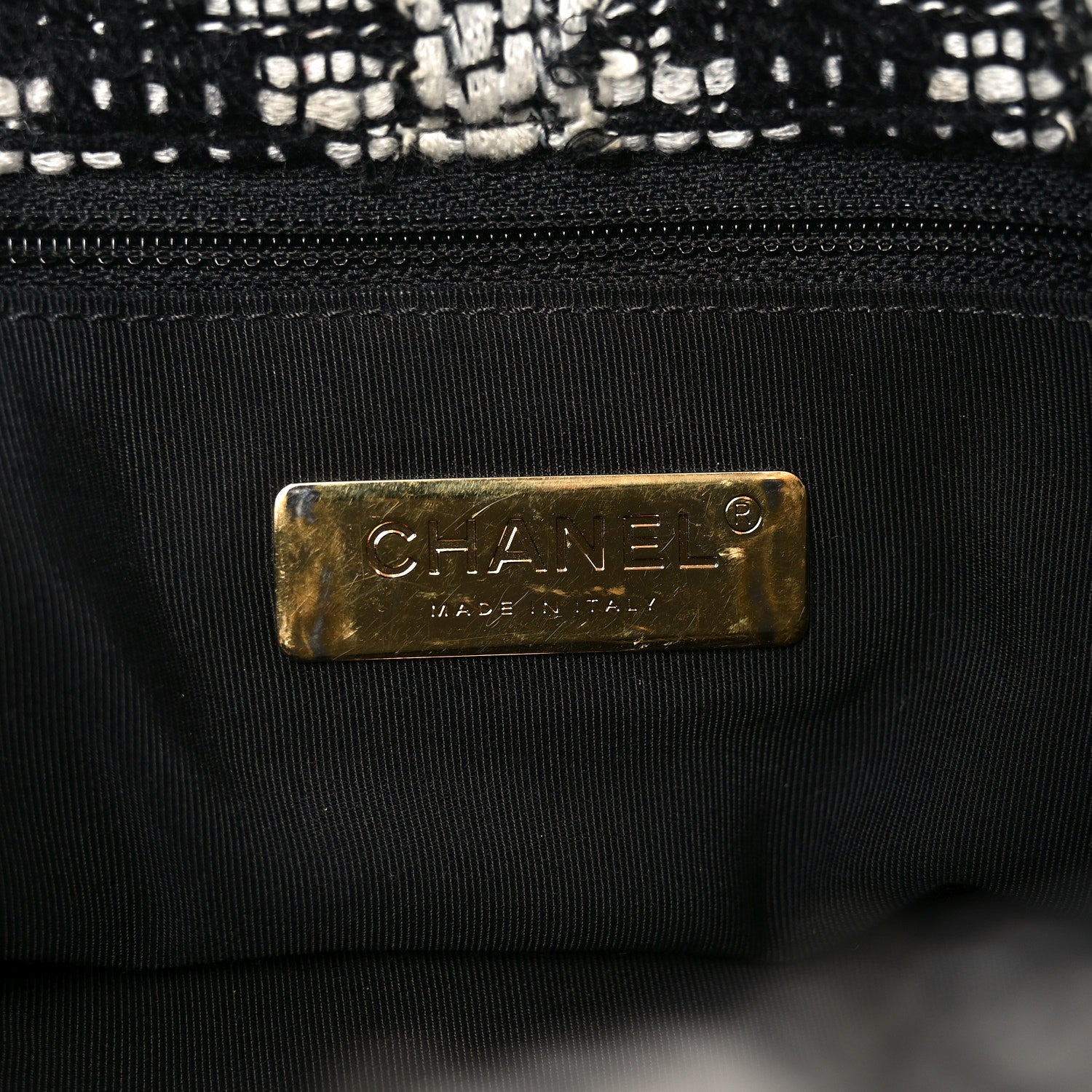 Chanel Tweed Quilted Maxi Chanel 19 Flap Black White