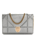 Christian Dior Snakeskin Diorama Wallet on Chain Pouch Silver