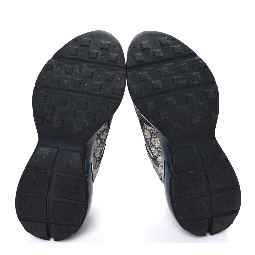 Gucci GG Supreme Monogram Mens Rhyton Sneakers 8.5 Beige Black Blue